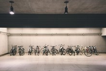 Bicycles Parked At Parking Lot