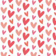 Res and pink hearts, lone, valentine vector pattern