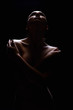 © eugenepartyzan - Nude Woman silhouette under light in the dark