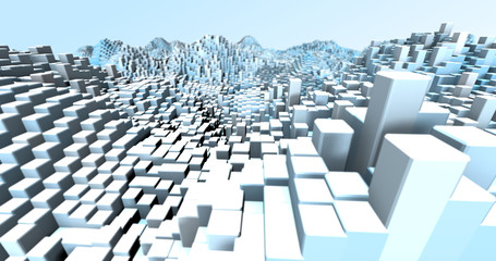 Wall Mural - abstract grid shape landscape background. 3d rendering
