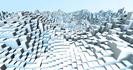 Wall Mural - abstract grid shape landscape background. 3d rendering