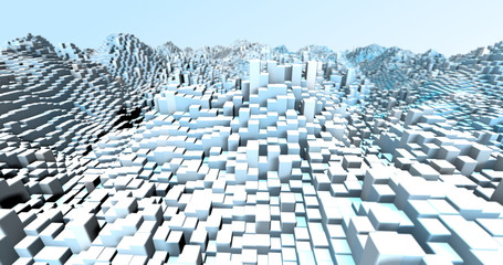 Wall Mural - abstract grid shape landscape background. 3d rendering