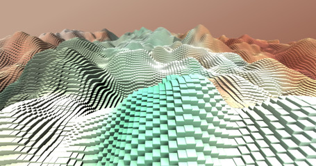 Wall Mural - Abstract grid shape landscape background. 3D rendering