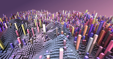 Wall Mural - Abstract grid shape landscape background. 3D rendering