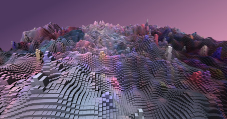 Wall Mural - Abstract grid shape landscape background. 3D rendering
