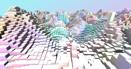 Wall Mural - Abstract grid shape landscape background. 3D rendering