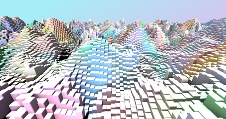 Wall Mural - Abstract grid shape landscape background. 3D rendering
