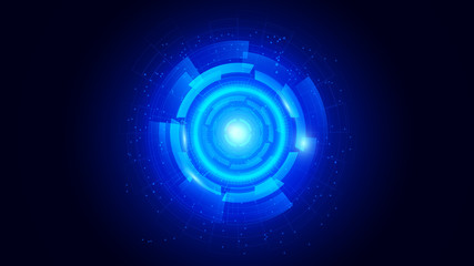 Wall Mural - abstract hi-tech communication background with hud elements circle digital futuristic blue color gra