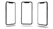© sorapop - Smartphone mobile mockup blank screen three position front and side