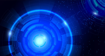 Wall Mural - abstract hi-tech communication background with hud elements circle digital futuristic blue color gra