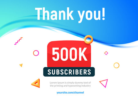 500000 followers vector post 500k celebration. five hundred thousands subscribers followers thank yo