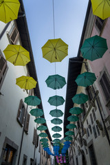  Colorful umbrellas at Bagno di Romagna, Italy