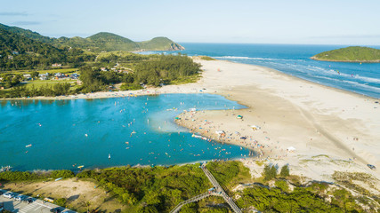 Wall Mural - Praia de ibiraquera - Imbituba - SC. Aerial view of Ibiraquera beach and lagoon- Santa Catarina – Brazil