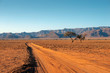 gravel road in desert