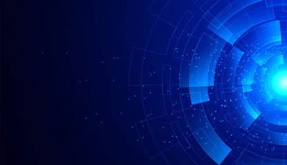 Wall Mural - abstract hi-tech communication background with hud elements circle digital futuristic blue color gra