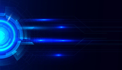 Wall Mural - abstract hi-tech communication background with hud elements circle digital futuristic blue color gra