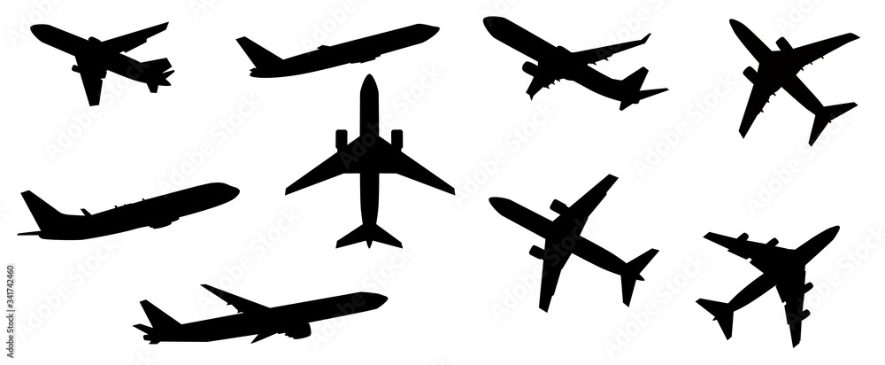 Set of airplane shadow,flat - obrazy, fototapety, plakaty 