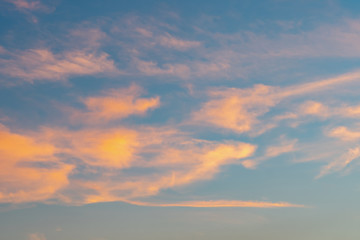 Sticker - Dramatic cloudy sky during sunset, Texture of bright evening sky in twilight time background