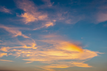 Sticker - Dramatic cloudy sky during sunset, Texture of bright evening sky in twilight time background