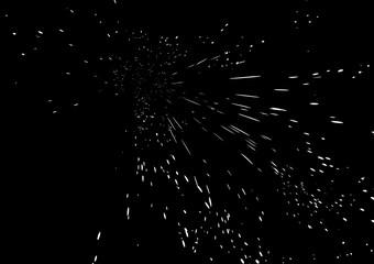 Stars cluster scatter glitter on galaxy space black abstract background, using for grain texture brush vector illustration