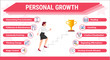 © IMG visuals icons - Woman rising on career ladder vector infographic template