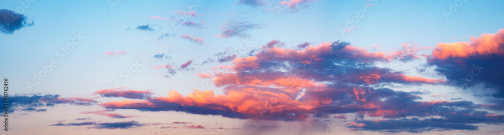 Skyline cloudscape dramatic beautiful rainy clouds at sunset - obrazy, fototapety, plakaty 