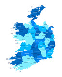 Fototapeta  - Ireland map. Cities, regions. Vector
