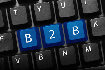 Wall Mural - Three keys conceptual keyboard - B2B blue keys