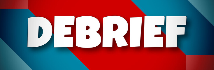 Wall Mural - Debrief - text written on colourful background