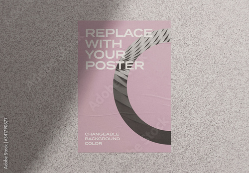 Download Glued Poster Mockup On Concrete Wall With Shadow Buy This Stock Template And Explore Similar Templates At Adobe Stock Adobe Stock PSD Mockup Templates