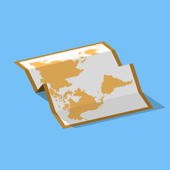 Canvas Print - Vector illustration of the world map in isometric style on a light blue background.