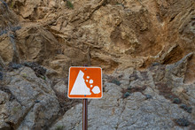 "Falling Rock" Sign Along The Pacific Coastline