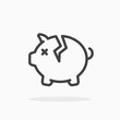 Broken piggy bank icon in line style. Editable stroke.