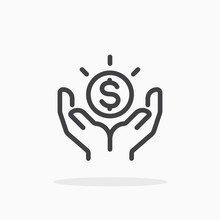 Save Money Icon In Line Style. Editable Stroke.