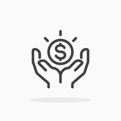 Poster - Save money icon in line style. Editable stroke.