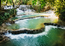 Pool Of Water Underneath Kuang Si Falls, Luang Prabang, Loas, Southeast Asia