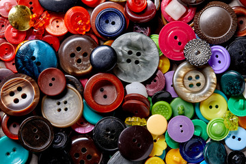Aufkleber - Background and texture of multicolored antique buttons
