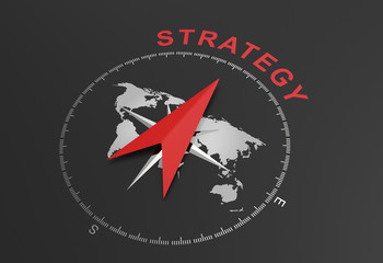 strategy - compass direction shows north - 3d-rendering