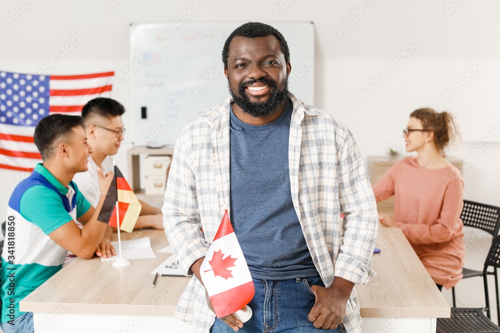 Male African-American student at language school