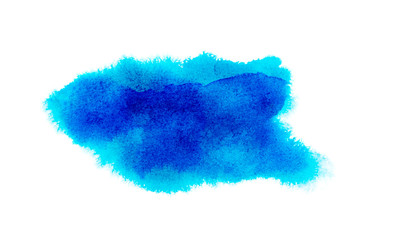 Wall Mural - watercolor brush texture background. blue color paint stain splash water pattern on white paper, han