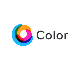 Aufkleber - Twisted multi-colored circle vector icon, abstract wheel on a white background, colored round logo template, universal colorful sign, unusual letter O with overlay effect