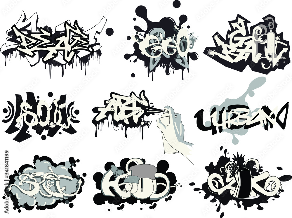 Art Graffiti With Letters Vector Collection Of Street Art Style Wall Mural Adrian