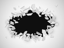 Broken Wall With Space For Text. Abstract Vector Explosion.