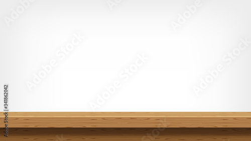 Fotomural wood plank empty front view for background and copy space, blank table top woode