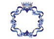 Rahmen mit Krone aus blauen Bändern und Kornblüten