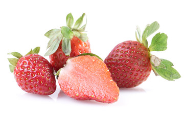 Fresh ripe strawberry isolated on white background close up