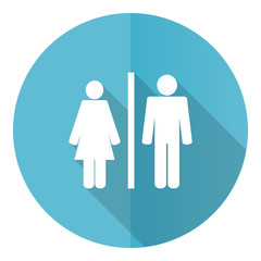 Aufkleber - Man and Woman blue round flat design vector icon isolated on white background