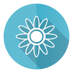Poster - Flower blue round flat design vector icon isolated on white background