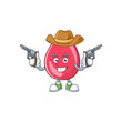 A cowboy cartoon character of red blood holding guns