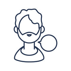 Poster - man with speech bubble , line style icon